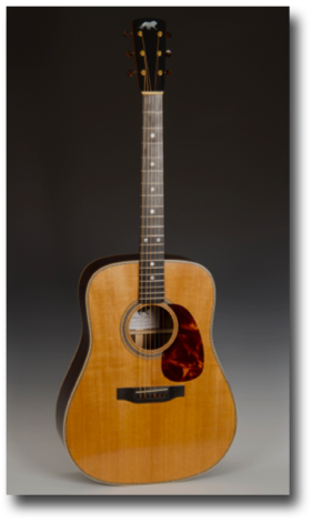 Lyon Dreadnought
Torrefied Sitka spruce top, rosewood back and sides 
Ebony fingerboard and bridge
40 X 15.25 X 5 inches


